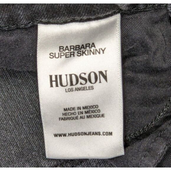 Hudson Los Angeles Womens Size 26 Barbara Super Skinny Grey Black Denim Jeans - Picture 5 of 11